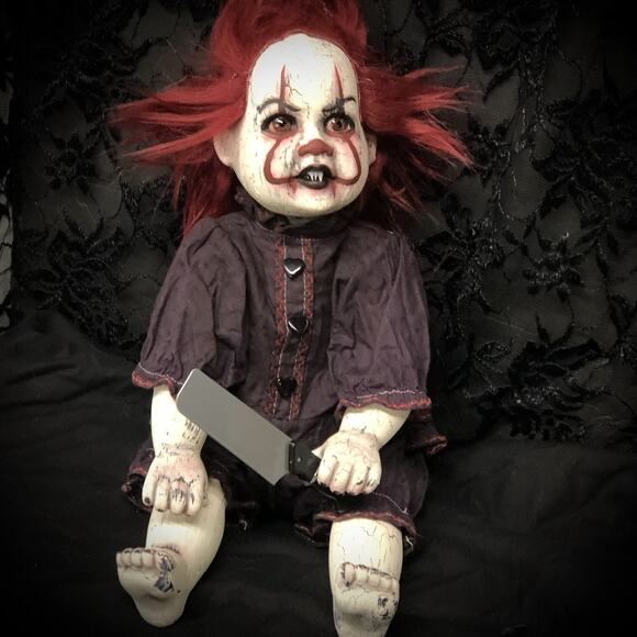 OOAK Creepy Odd 17 “ Haunted Ghost Clown Doll Scary Halloween Horror Art Doll - Picture 2 of 16